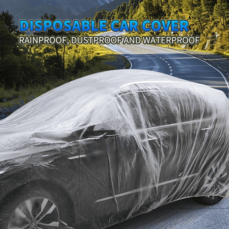 5 PACK Clear Plastic Disposable Car Cover Temporary Universal Rain Dust Garage