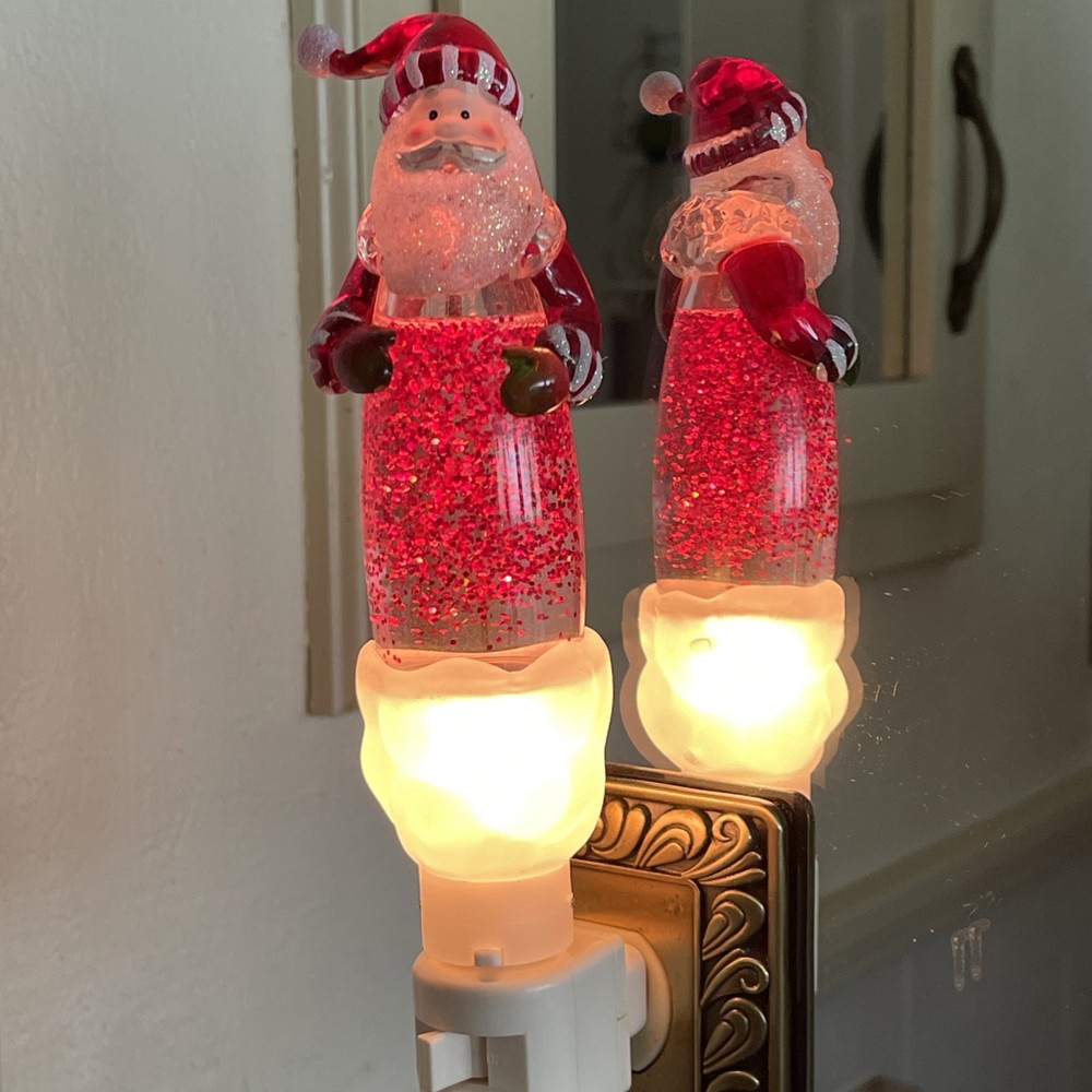 Christmas Santa Nightlight with Glitter Convenient On/Off Switch in Base