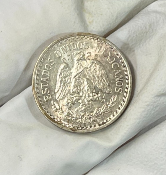 1934 Mexico 10 Centavos Silver Coin Excellent Condition High Value