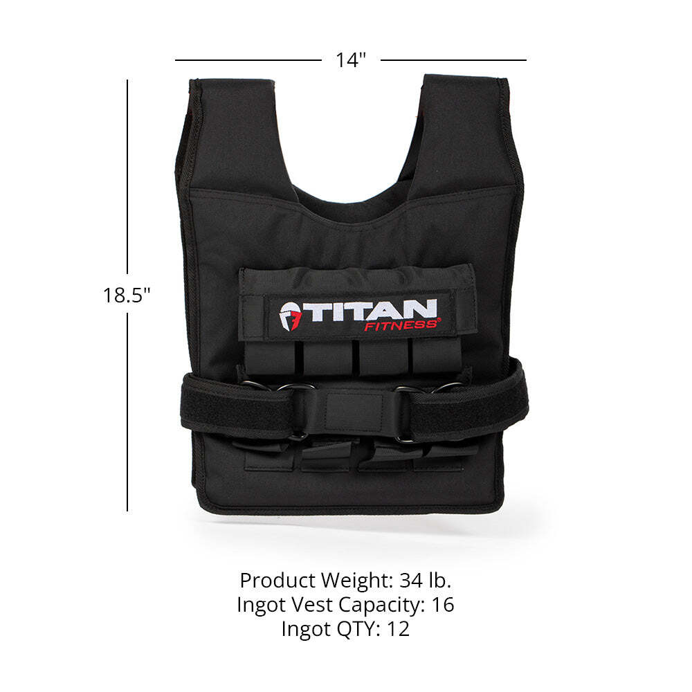 Titan Fitness Elite Series 30 LB Adjustable Weight Vest, (12) 2.5 LB Ingots