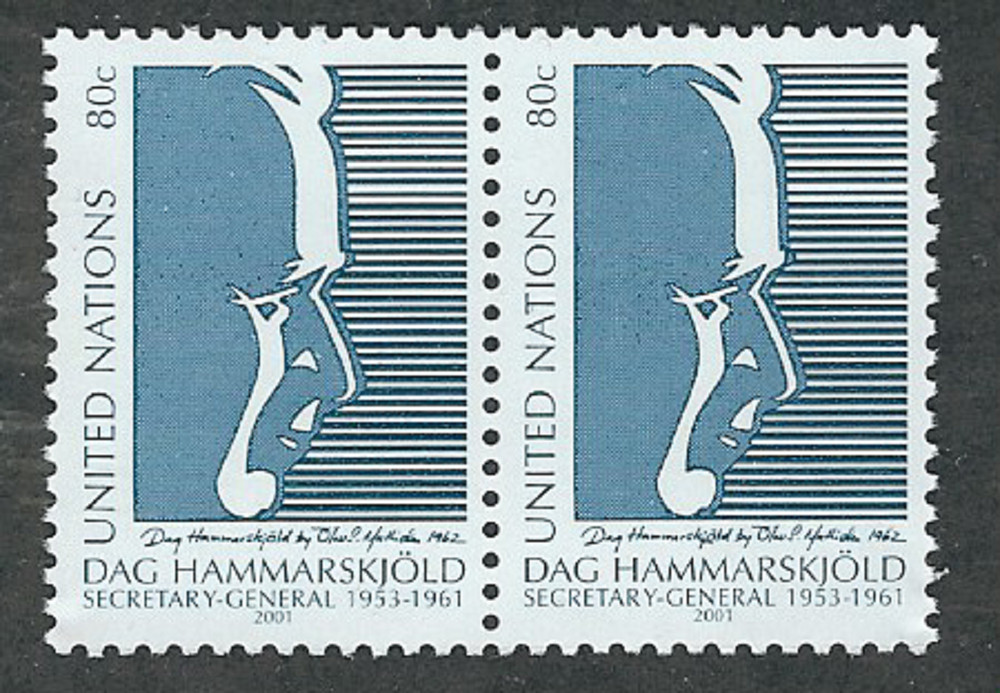 United Nations #808...80 Cent...Dag Hammarskjold...2 Stamps
