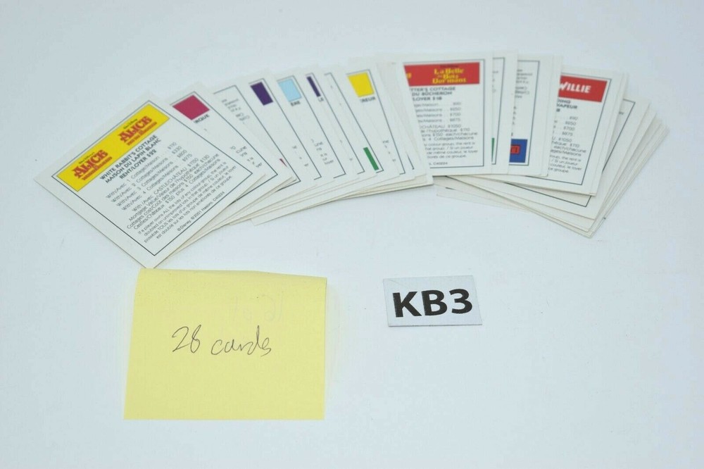 Disney Monopoly Property Replacement Cards - 28 Total