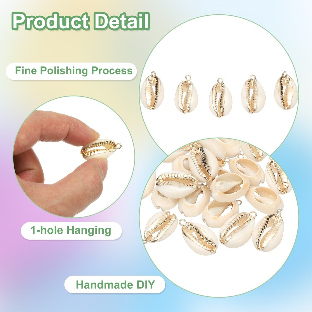 10Pcs Seashell Charm Bulk Natural Shell Pendants Gold
