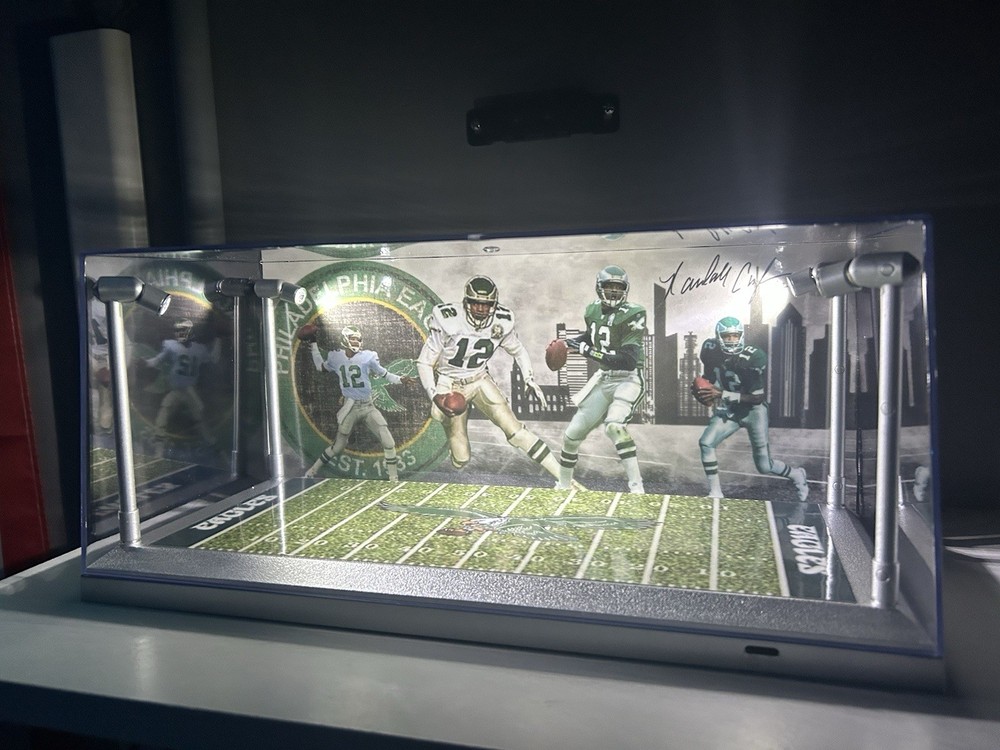 Randall Cunningham Custom 2 Mini Helmet display case with LED lights - Eagles
