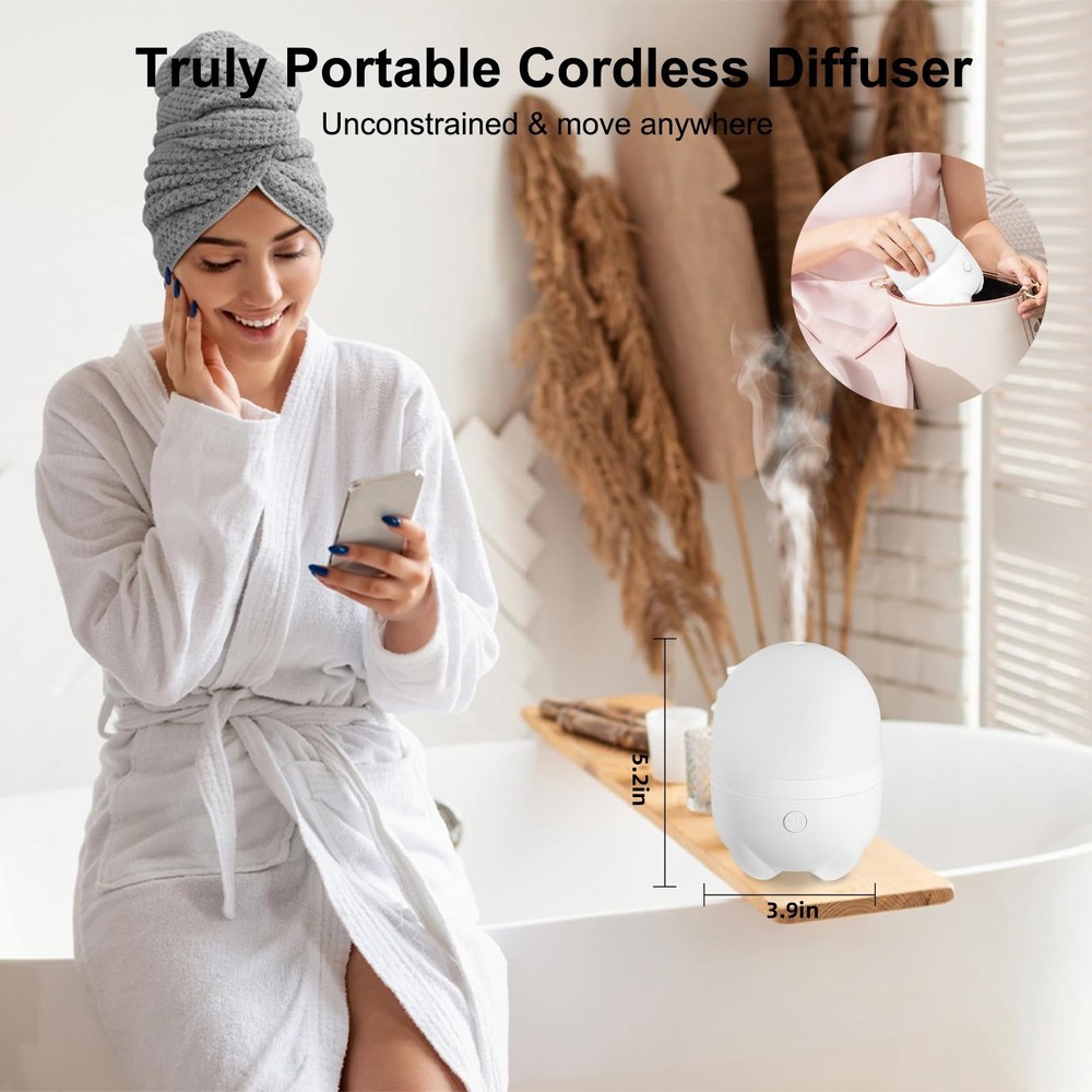 Marchred 150ML Cordless Essential Oil Diffuser, Rechargeable Battery White