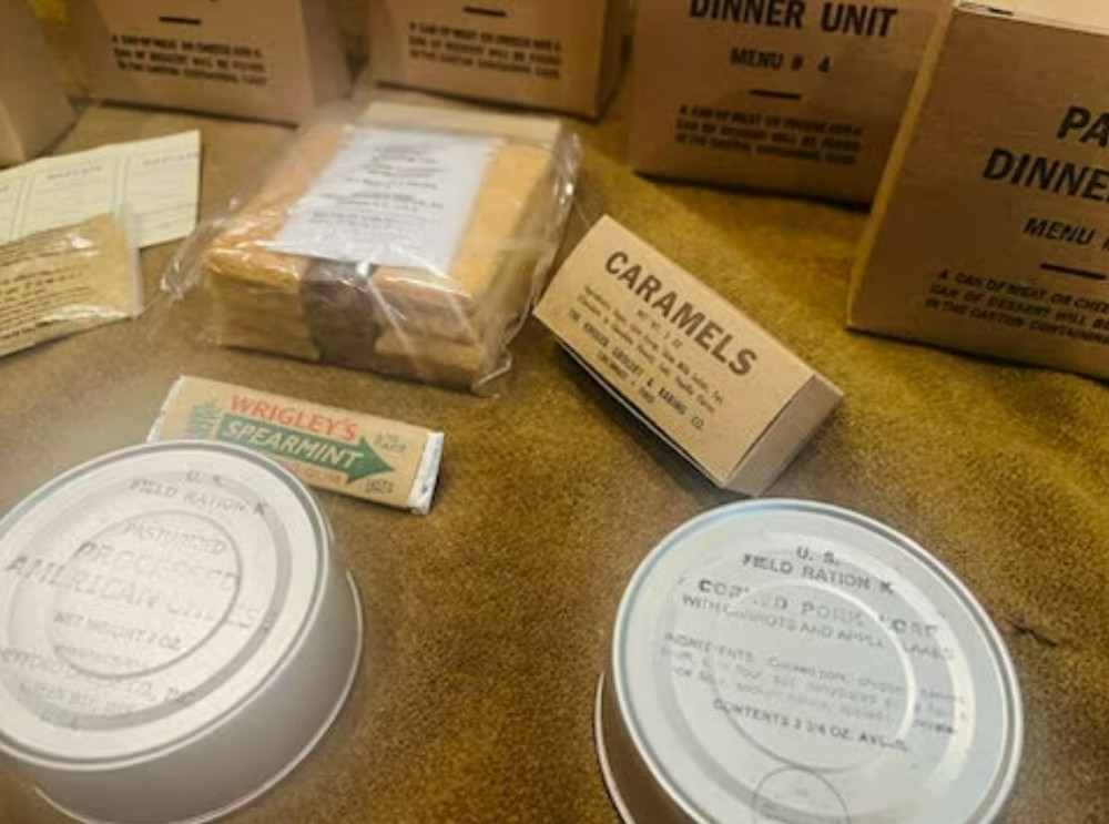 World War II Edible Rations - Partial Dinner Unit - Reproduction Box and Can