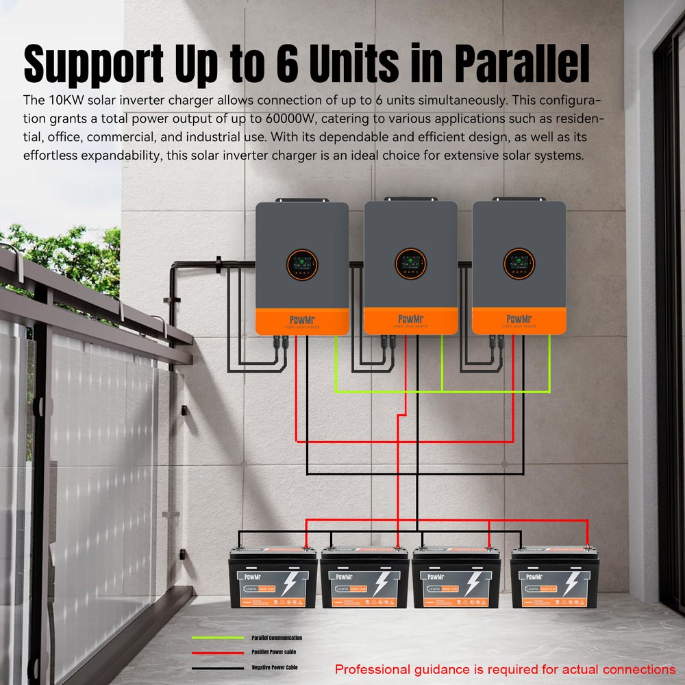10KW 48V Solar Inverter 120V/240V Split Phase 200A MPPT Controller Parallel 6X