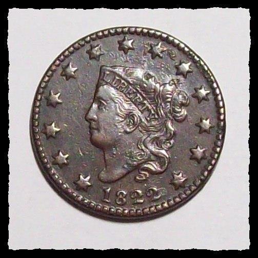 1822 Coronet Head Large CENT  Better Date  #36D2