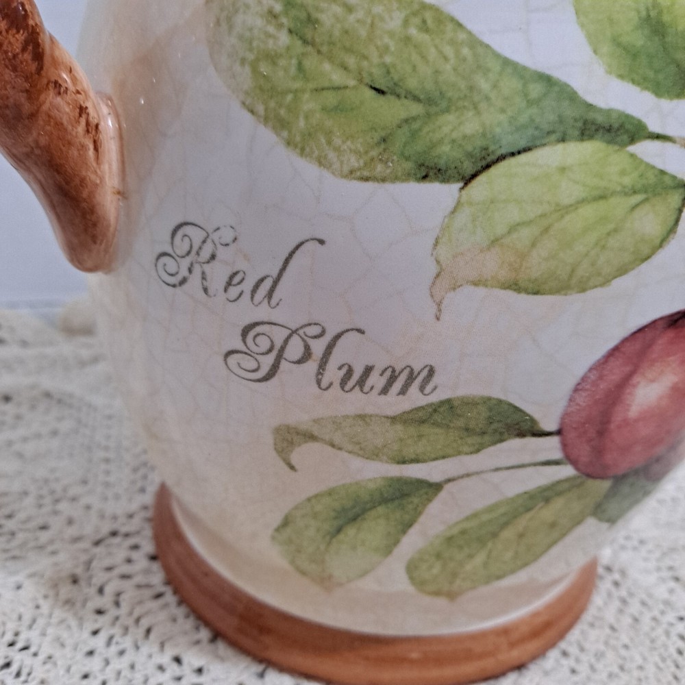 Susan Winget Purple Fig Red Plum Ceramic Serving Pitcher 10'' Tall