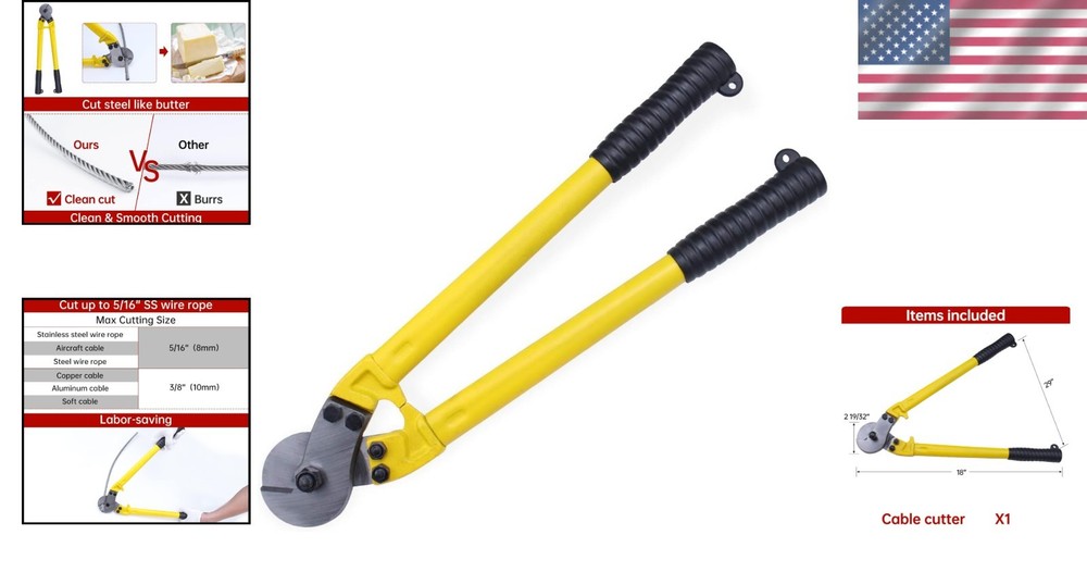 Durable 18" Cable Cutter - Chromium Vanadium Steel