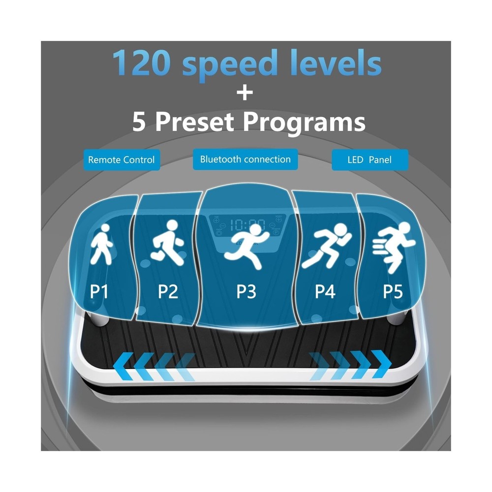 Vibration Plate Exercise Machine with Pushup Handle & Bluetooth, Full-Body Vi...