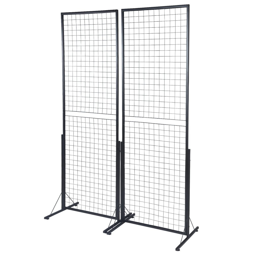 2' x 5.6' Grid Wall Panels Tower 2 Packs Wire Gridwall Display Racks with T-Base