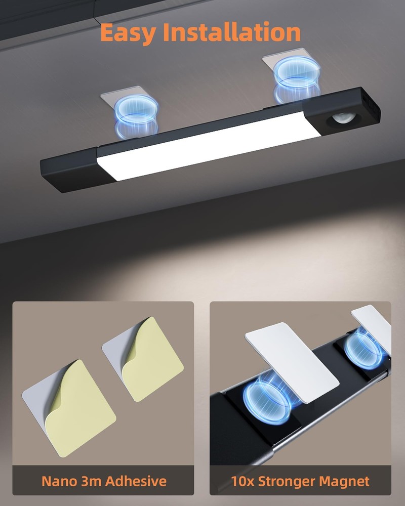 3 Pack Under Cabinet Lighting Wireless Closet Lights 30 LED Rechargeable