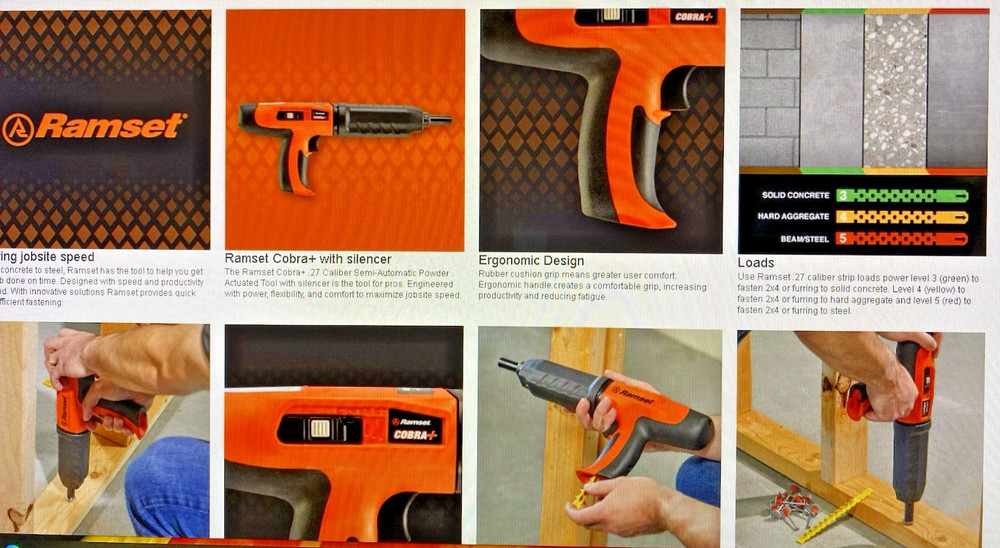Ramset 16942 Cobra+ 0.27 Caliber Semi-Automatic Powder-Actuated Tool