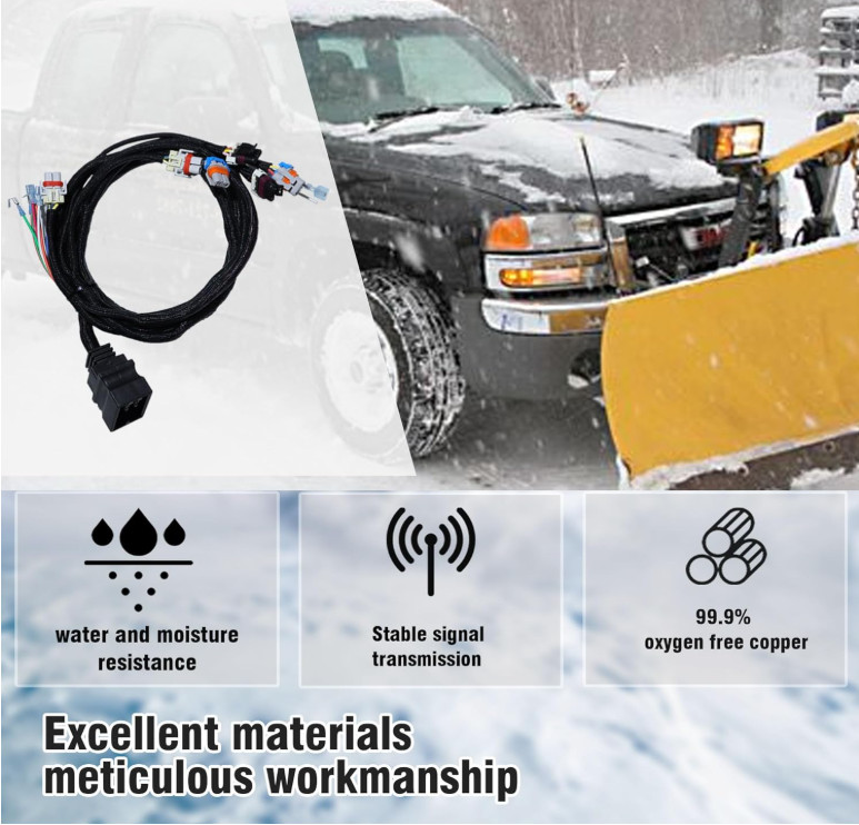 Plow Side Wiring Harness for Boss SmartLight2 13 Pin Systems Compatible with 200