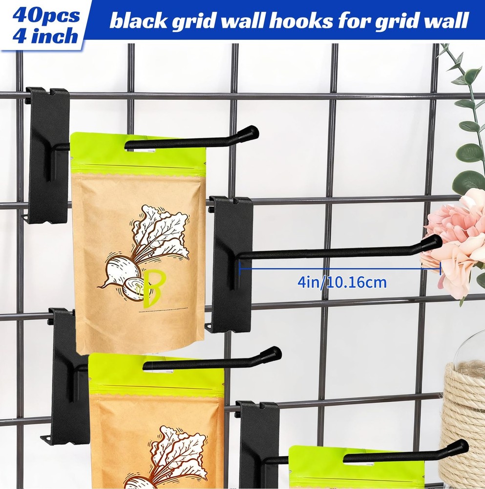 40 PCS Gridwall Hooks 4 Inch Display Hooks For Grid Wall Panel Retail Shop