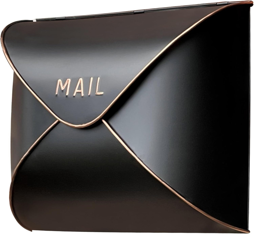 Black Mailbox Wall Mount, 12.5 X 5 X 10 Inch Wall Mount Mailboxes for Outside...