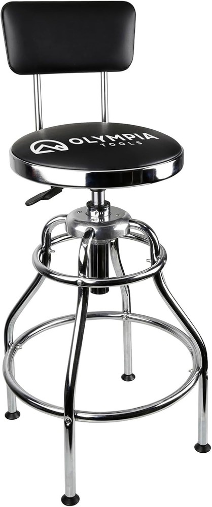 Hydraulic Work Stool Adjustable Garage Bench Mechanic Backrest Seat Chair