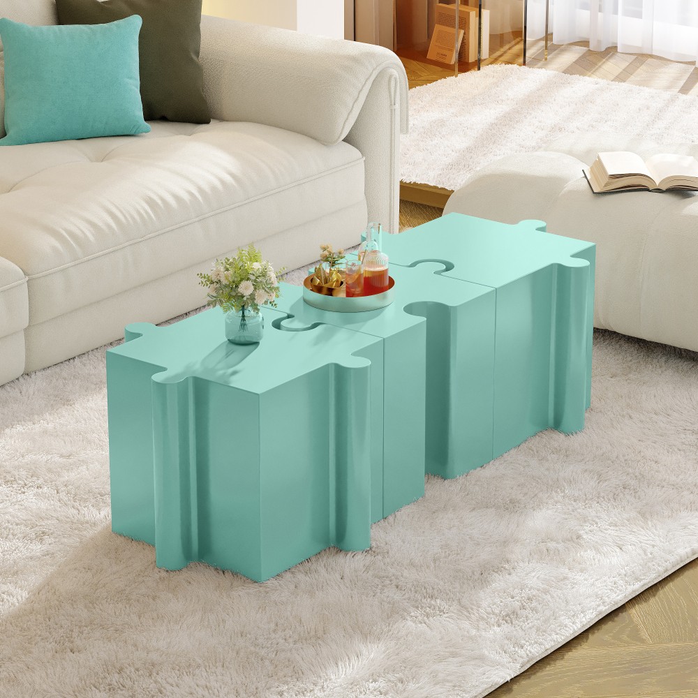 Modular MGO Puzzle Side Table, Light Green Custom Layouts Indoor Outdoor