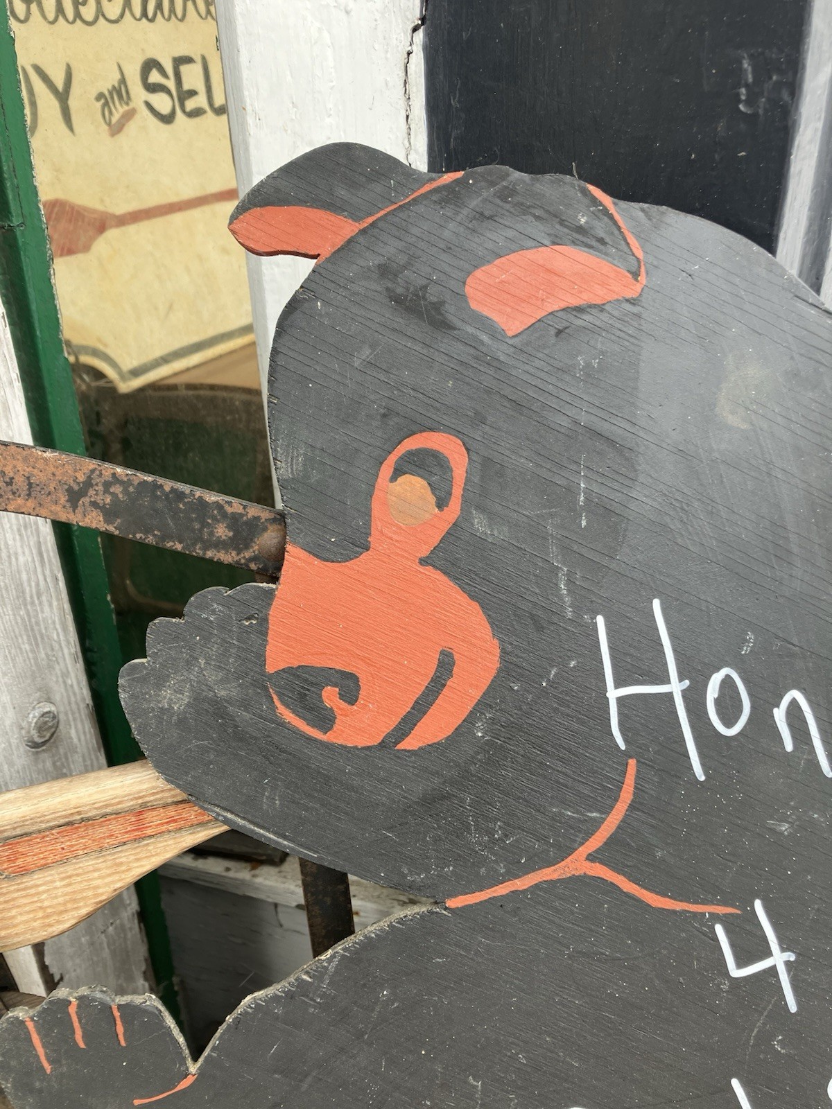 Vintage Honey for Sale Bear Bee Shop Sign Folk Art Plywood