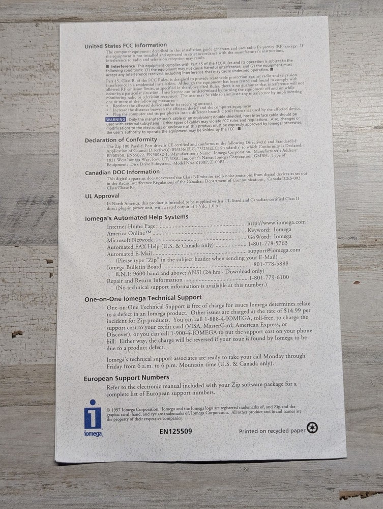 Iomega Zip Drive 100 Parallel Port Installation Guide Manual PC Windows DOS