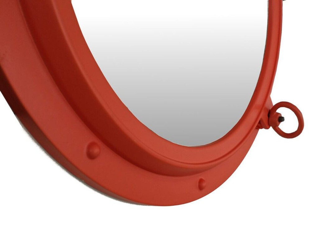 Orange Decorative Ship Porthole Mirror 24"