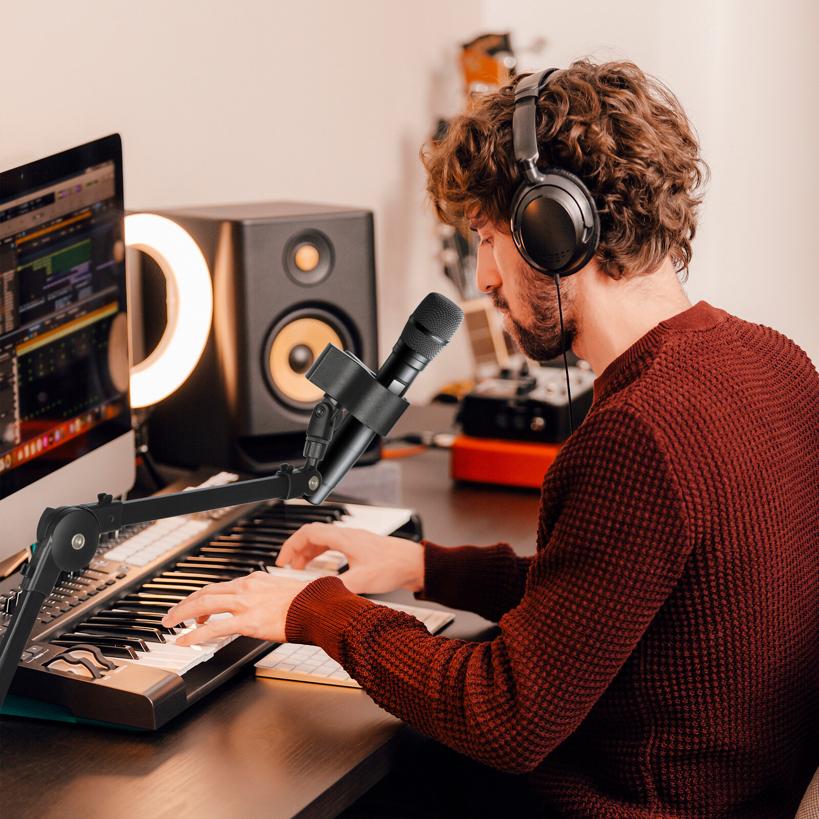 Microphone Boom Arm with Desk Mount 360° Rotatable Adjustable Studio Mic Stand