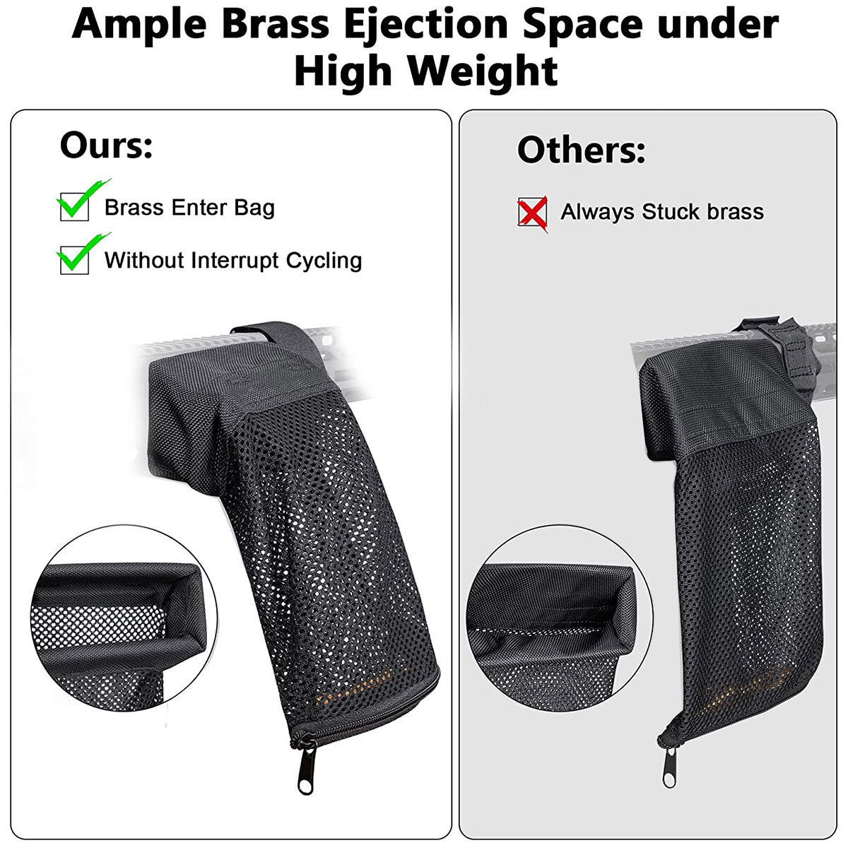 Shell Catcher Zippered Bottom Nylon Brass Collector Mesh Heat Resistant 2 Colors