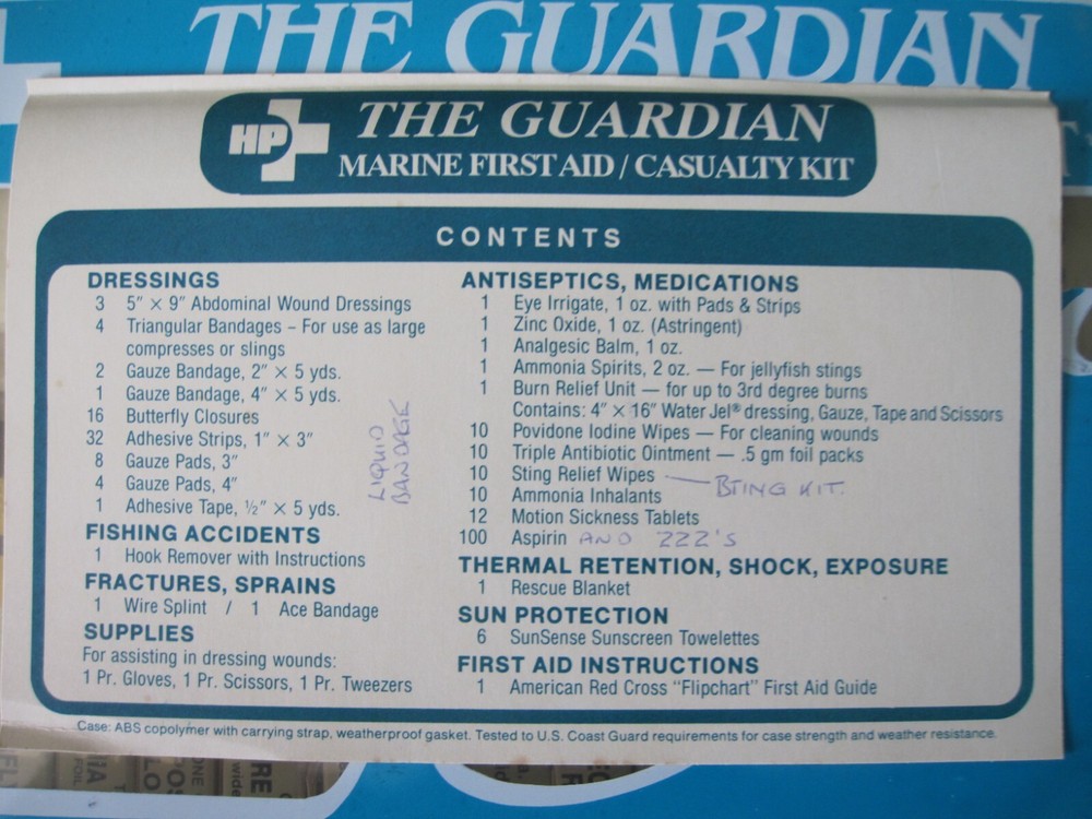 FIRST AID KIT, COMPREHENSIVE FOR MARINERS BY GUARDIAN PLUS MY DOCTORS ADD-ONS
