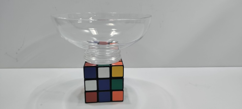 STEUBEN Small CLear Round Bowl Double Ring Base signed, George Thomson?