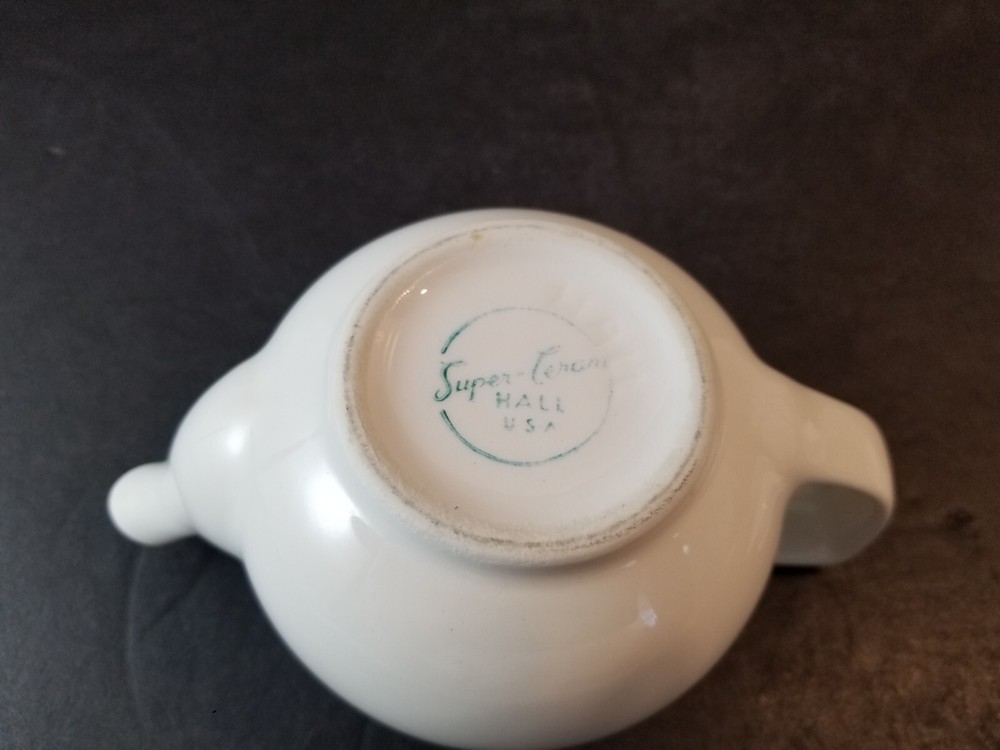 Mini White Tea Pot W/Lid by Hall 3 1/4"