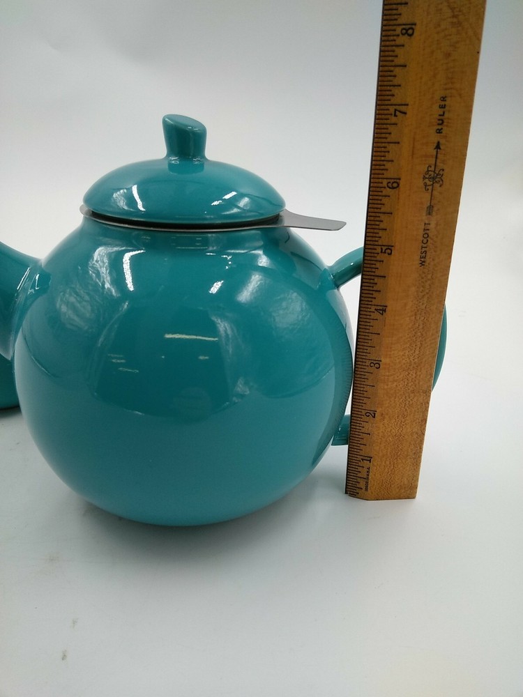 DAVIDs TEA Retro Teal Teapot with Two Cups & Infuser - Bubble Brew Steep