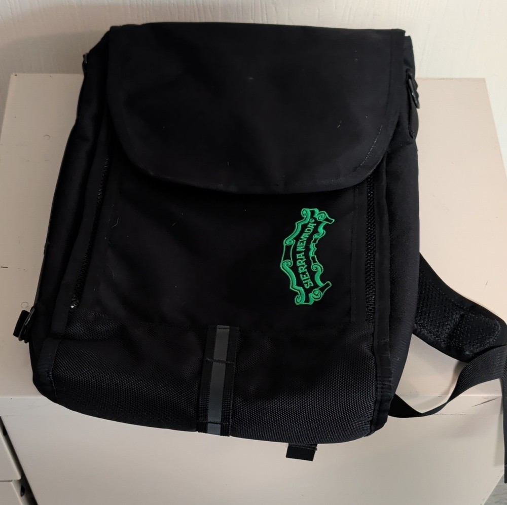 Sierra Nevada Black Tactical Backpack USA Flag Patch Adjustable Straps Fabric