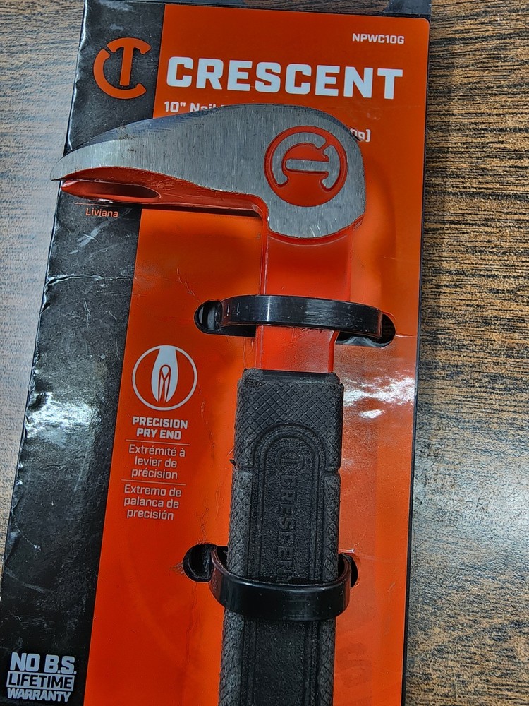 Crescent 10" Rubber Handle Nail Puller Pry Bar NPWC10G
