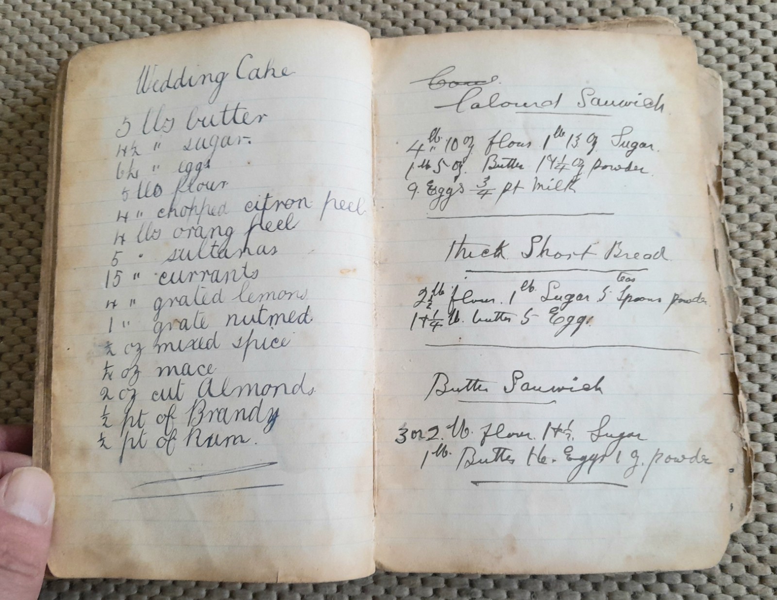 ANTIQUE HANDWRITTEN COOKERY RECIPE NOTEBOOK OF SWEET & SAVOURY DISHES, c1900