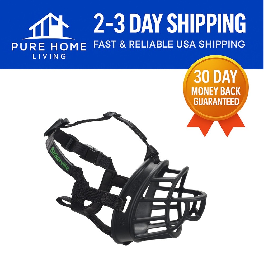 BASKERVILLE Size 5 Dog Muzzle - Humane, Lightweight & Adjustable for Large Dogs