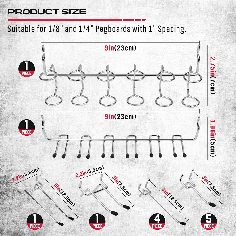 Ultimate 121-Piece Pegboard Hooks Set, Pegboard Accessories with Metal Hooks, Du