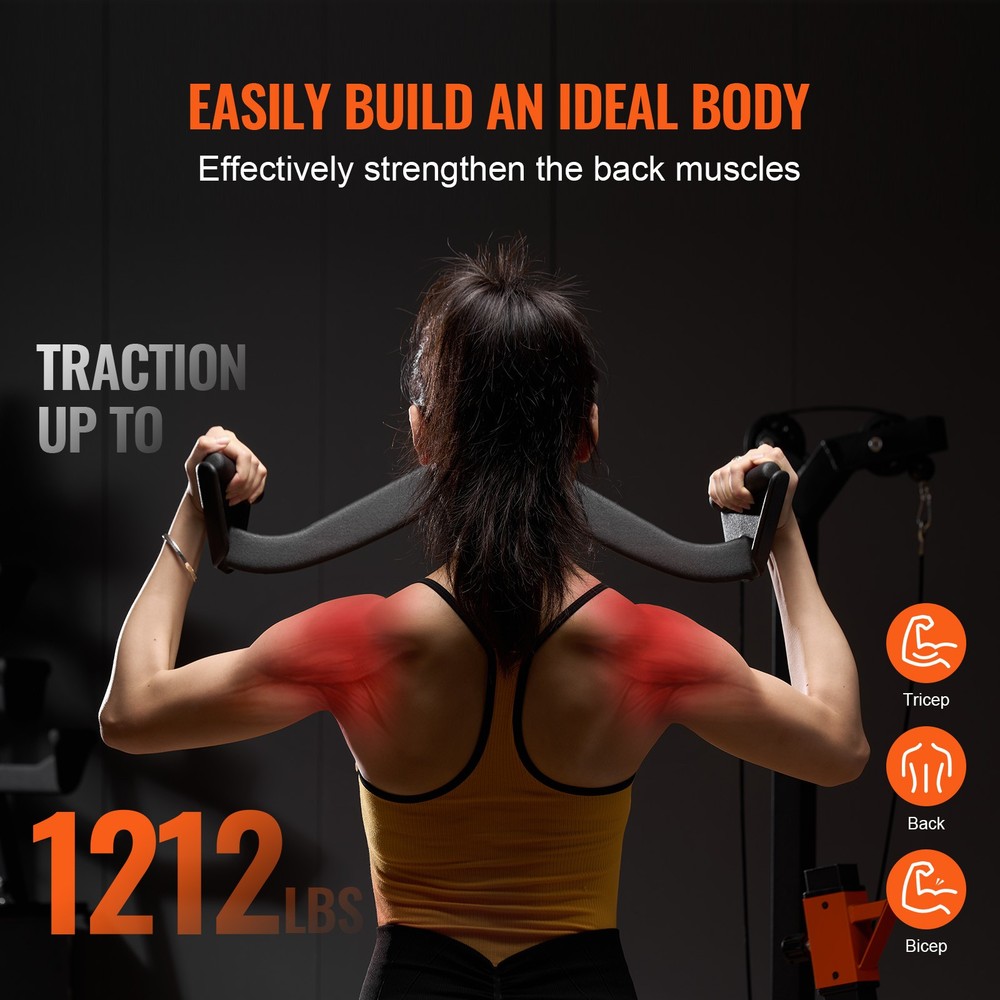 VEVOR LAT Pulldown Bar Handle Attachment V-bar T-bar Cable Machine for Home Gym