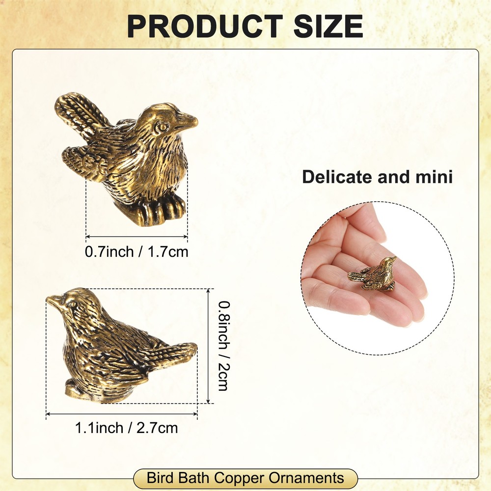 5-Pack Bird Bath Copper Disk, Mini Bird Bath Copper Ornaments [Sparrow]