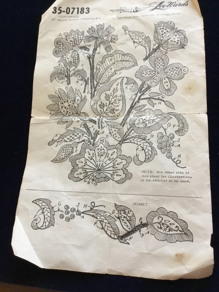 Early Crewel Work Pillow Instructions