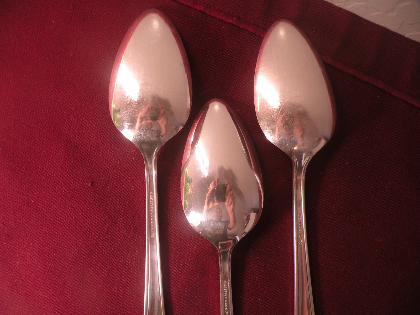 Set Of 3 Oneida Prestige Plate Longchamps Chaumont Serving Spoons 8 3/8"