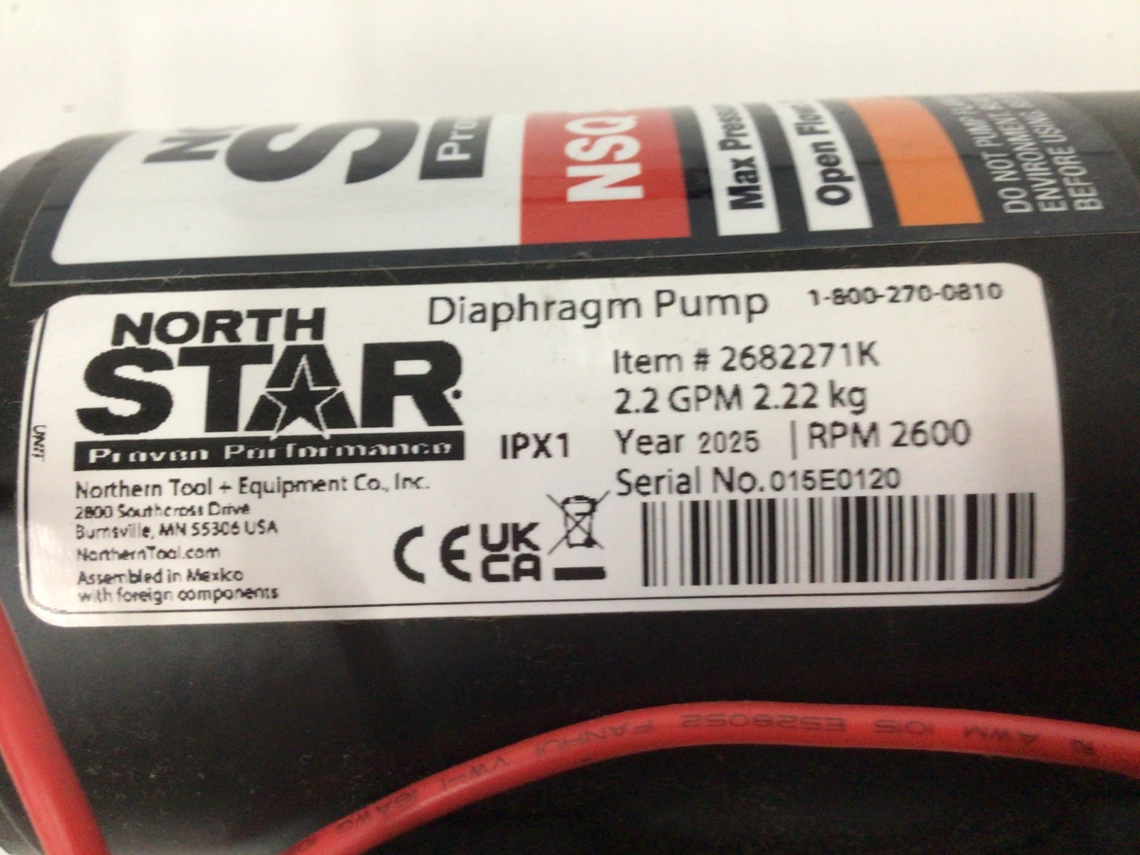 NorthStar NSQ Series 12V On-Demand Sprayer Diaphragm Pump, 2.2 GPM 2682271