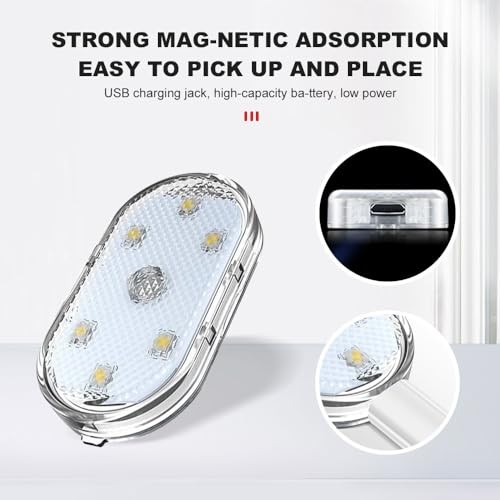 7 Colors Magnetic Car Interior Ambient Lights Wireless, Mini USB C 4PCS