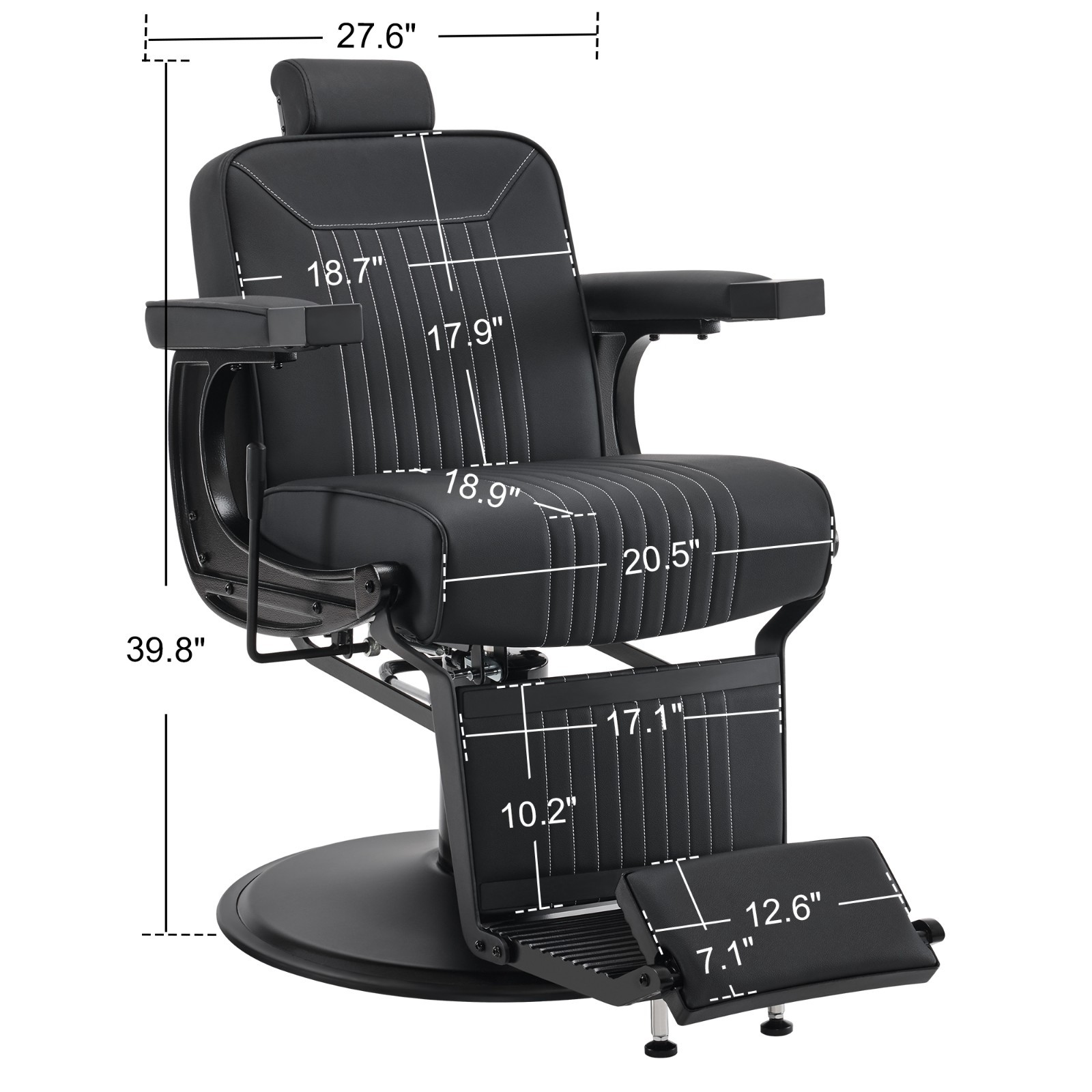 BarberPub Reclining Barber Chair, Hydraulic Styling Chair for Hair Stylist 8334