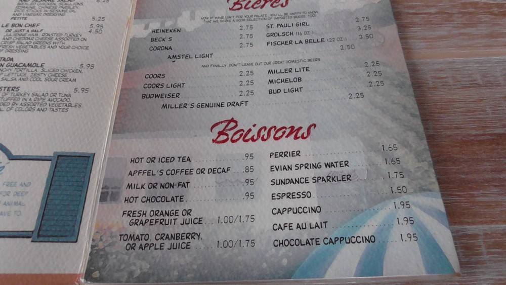 Vintage Plastic Coated Mimis Cafe Restaurant Menu