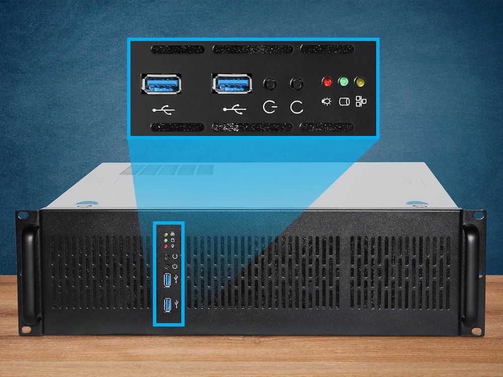 Server Components 3U Chassis, 6X 3.5 Bays, 2X USB 3.0, Blackt**