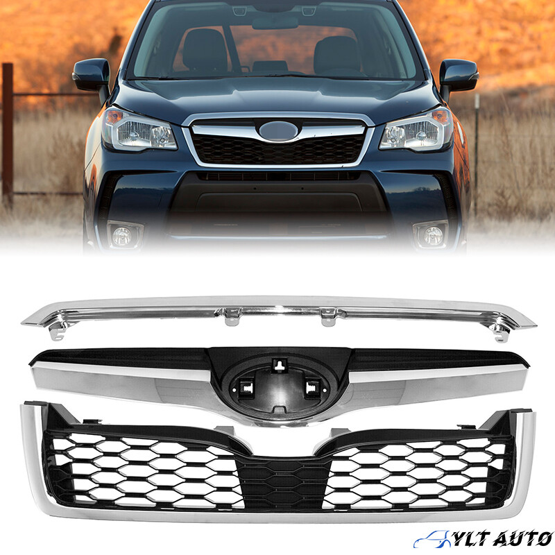 Chrome Front Upper Grille Honeycomb Grill Assembly For 2014-2018 Subaru Forester