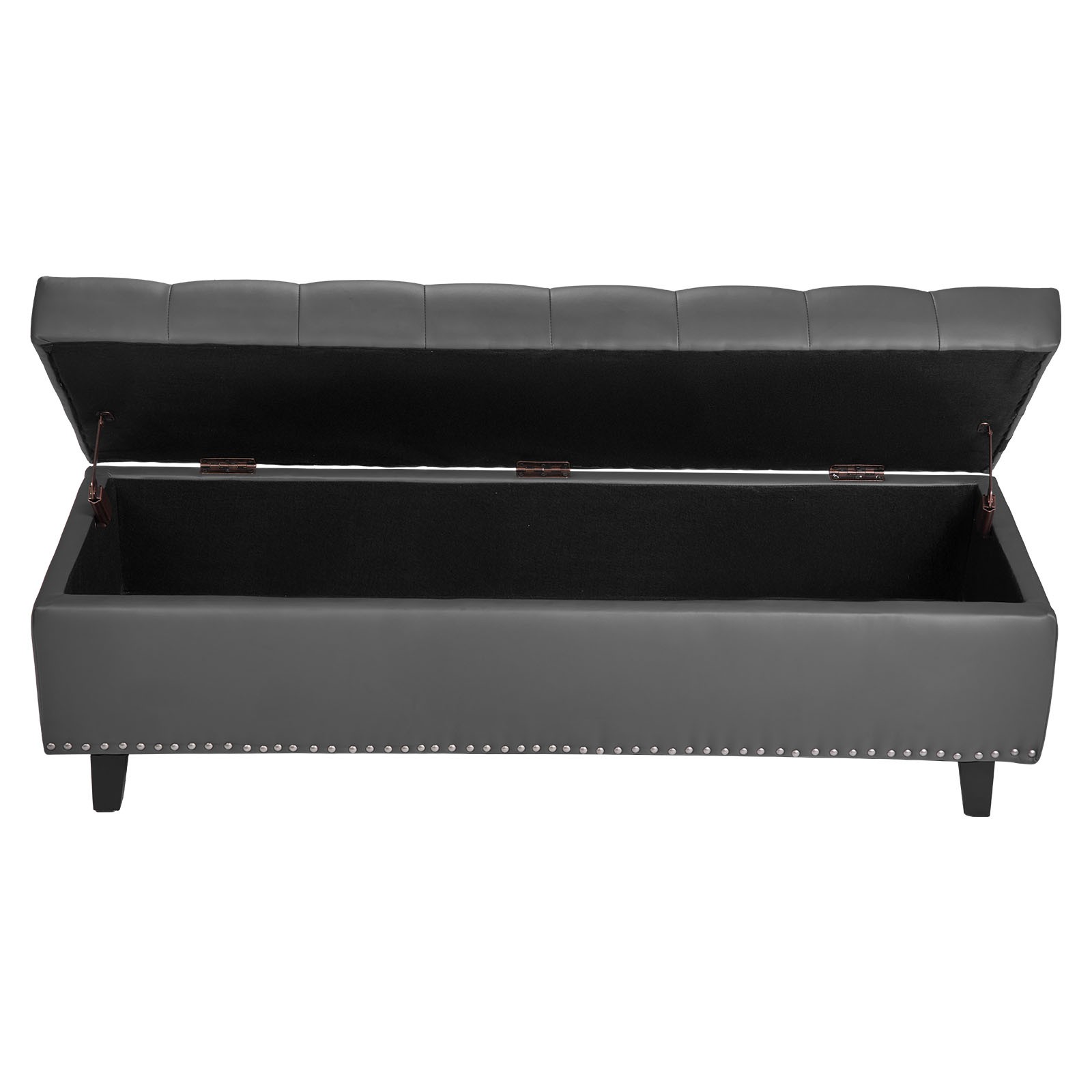 Uimoso Button-Tufted Storage Ottoman Bench PU Leather Bench with Wood Legs Gray