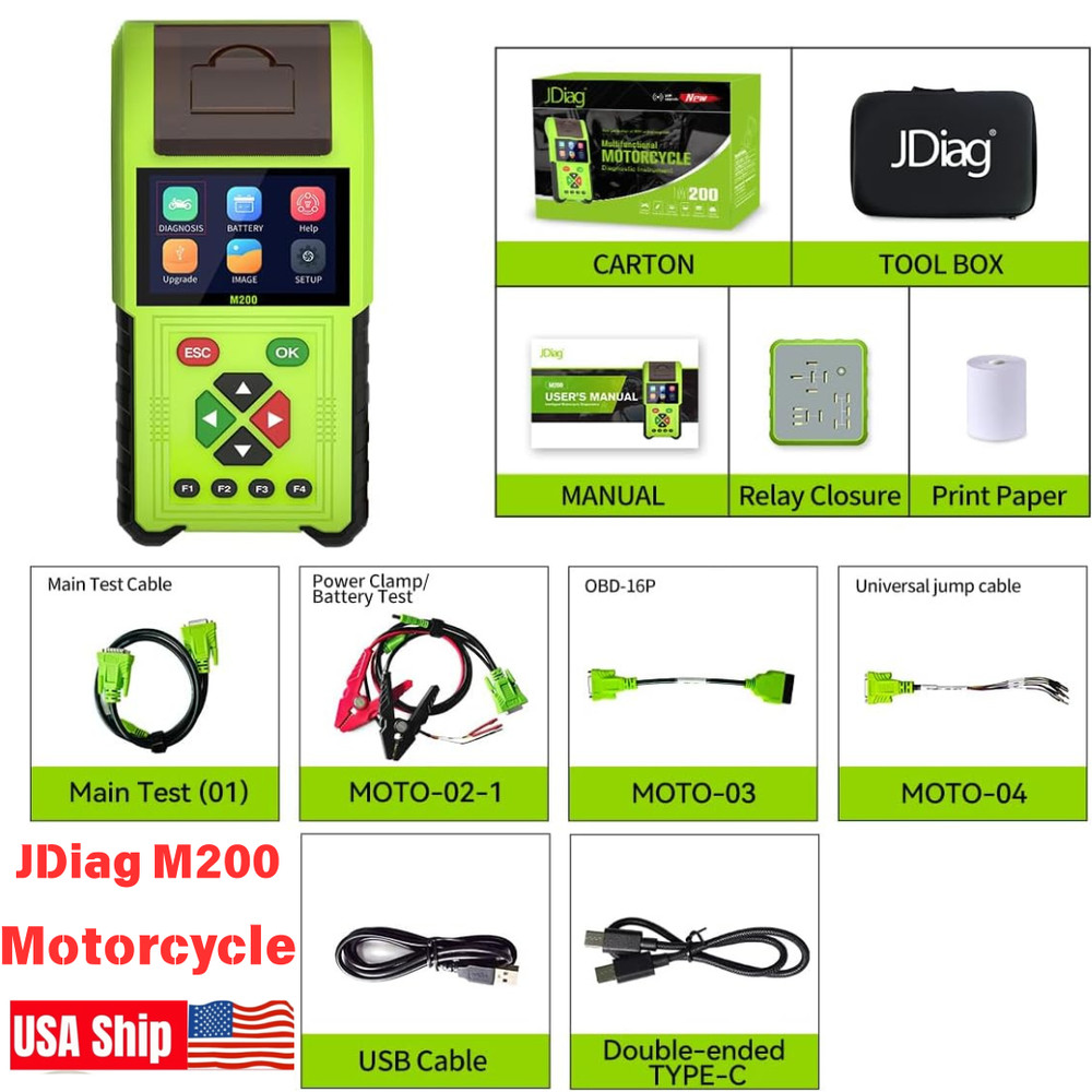 8V–30V TopDiag M200 OBD2 Motorcycle Engine Fault Code Scanner Diagnostic Tool US