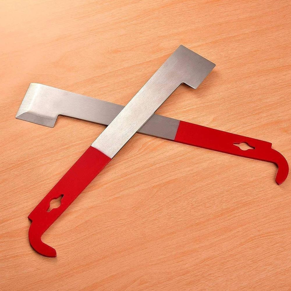 27cm Beekeeping Steel J‑type Tool, Curved Hive Scraper with Red Tail Hook
